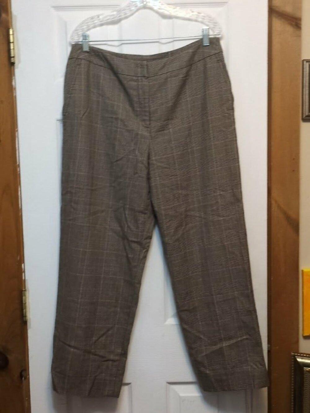 Vintage 100% Wool Plaid Wide Leg Pants Sz 16 Dark Academia 90s Corporate Tartan